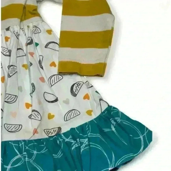RicRac & Ruffles Girls 12M Striped Taco Heart Print Dress Casual - Picture 2 of 6